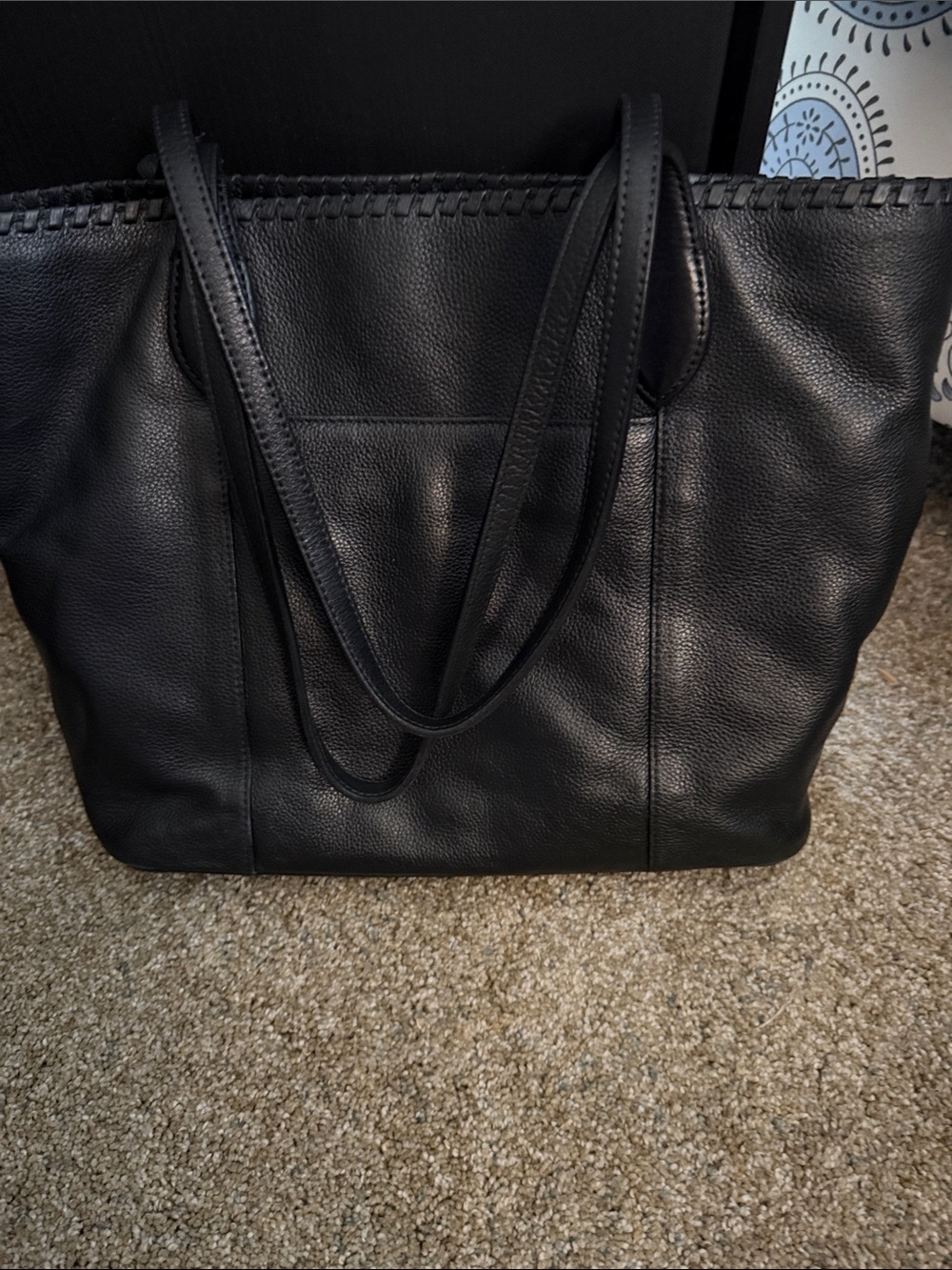 Brighton Black Leather Tote with Embossed Medallion and Tassel - Picture 6 of 8